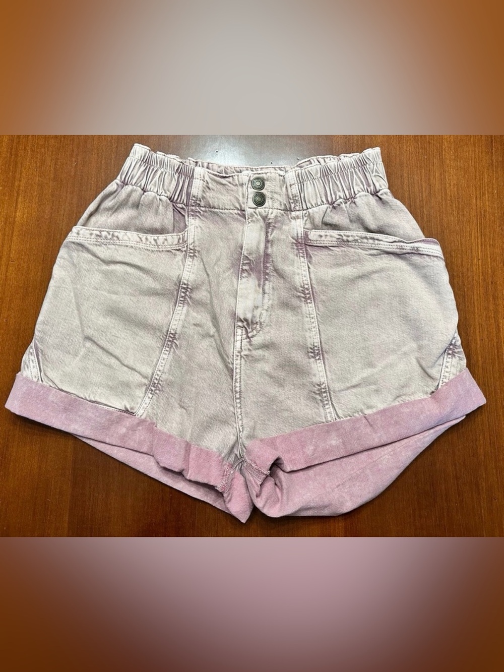 Free People Dusty Pink High-Waist Rolled Hem Shorts